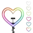 LED Ring Stream RGB lamp 10" with holder for mobile HEART + tripod JM26-10 black Фото num