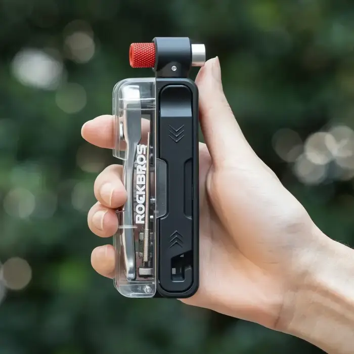 Rockbros Multitool Bike Tool Set with CO2 Pump and Ratchet Wrench - Black Foto 6