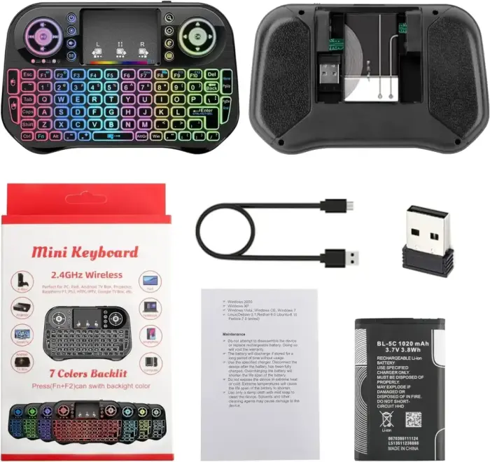 Fusion Rainbow compact wireless keyboard with touchpad and colorful backlit for Android | iOS | TV | PC  Photo