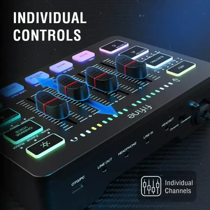 Fifine SC3 audio mikseris RGB | Straumēšana | XLR | 48V | Vokāls melns Foto 11