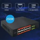 Qoltec Fast Ethernet PoE SWITCH | 16x RJ45 10/100 Mb/s |  2x RJ45 Uplink 1000 Mb/s | 1x SFP 1000 Mb/s Photo