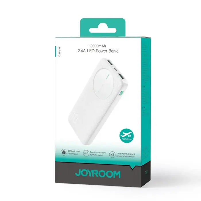 Joyroom JR-PBF12 внешний аккумулятор (powerbank) | 10000 mAh | 12W | USB-A, USB-C | белый Фото num