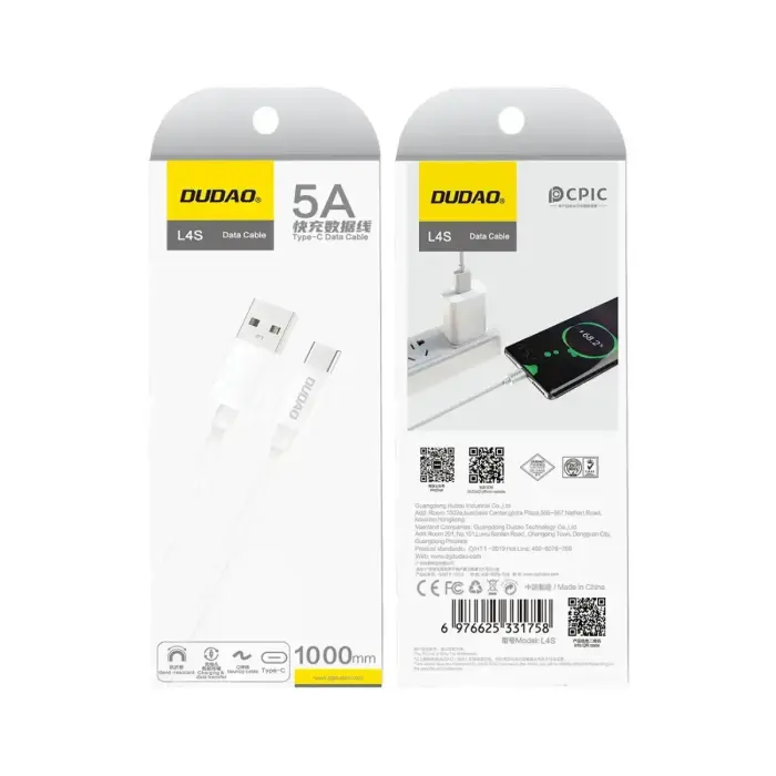 Dudao L4ST data transfer and charging cable | USB-A to USB-C | 10W | 1m | white Photo