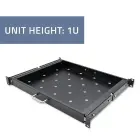 Qoltec Solid steel mount shelf with handle for RACK | 600*600 | Pull-out | Black Photo