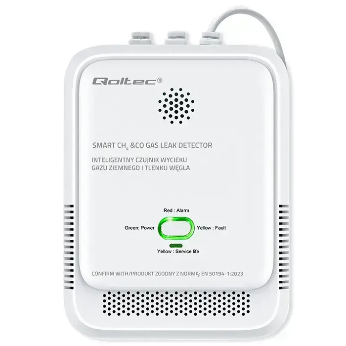 Qoltec Certified wireless Gas Leak (CH4) and Carbon monoxide (CO) detector | alarm 85dB | LED Фото num
