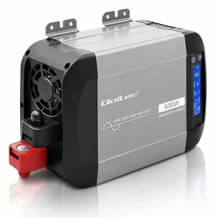 Qoltec Pure Sine Wave Inverter | 12V to 230V | 300/600W | LCD | USB | USC-C | Compatible with LiFePO4 GEL AGM  Foto 7