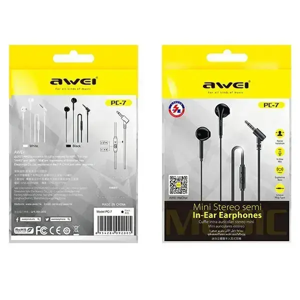 AWEI PC-7 stereo headphones 3.5mm jack black|black Photo