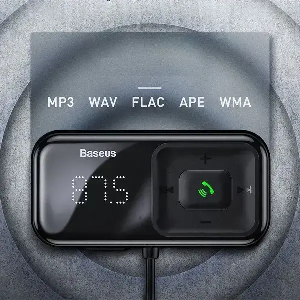 Wireless Bluetooth FM transmitter with charger Baseus S-16 (Overseas edition) - black Фото num