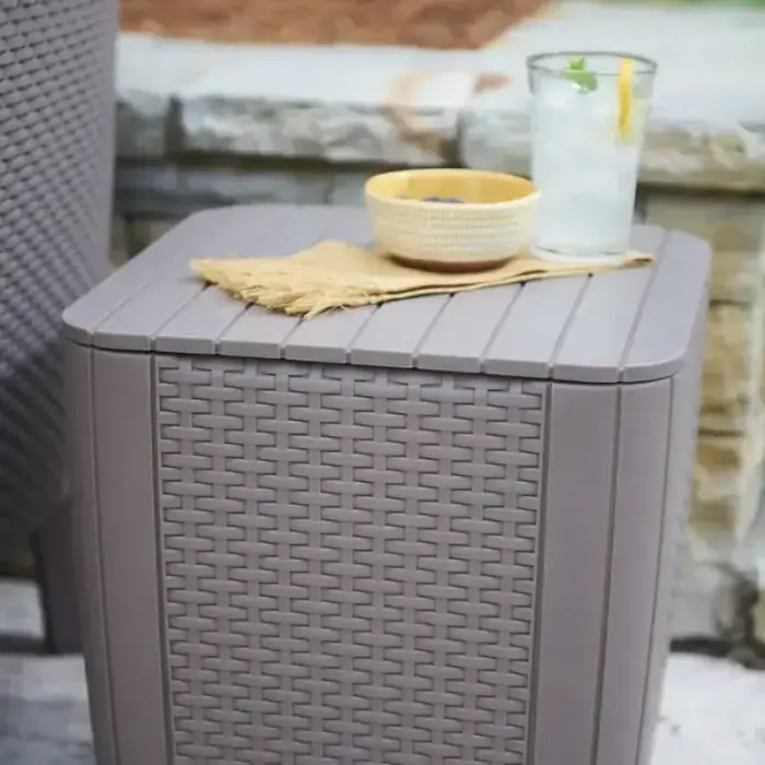 Garden table/storage box Luzon Flat Wicker beige Photo