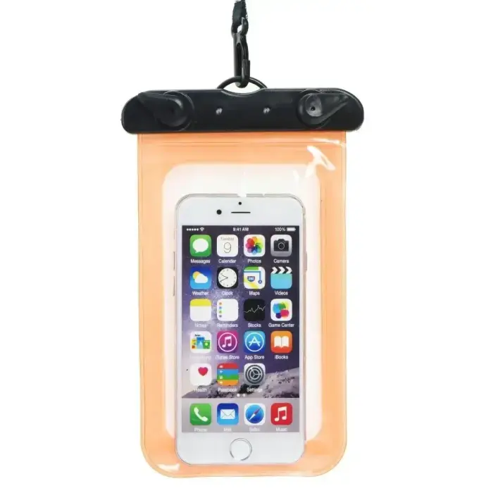 Waterproof bag for mobile phone with plastic closing orange Фото num