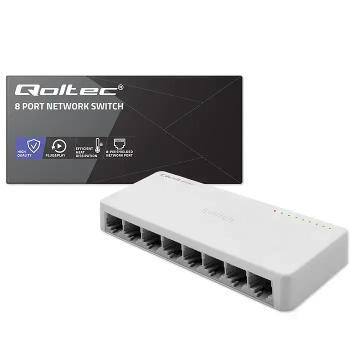 Qoltec Network SWITCH | 8 x RJ45 port | 1000Mbps | Fast Ethernet| LAN Foto 18
