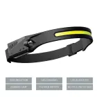 LED headlamp with IPX4 motion sensor USB-C 1200 mAh - black Фото num