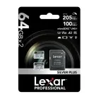 Set of 2 Lexar High-Performance Silver Plus microSDXC 2x64GB memory cards + adapter Фото num