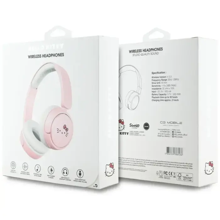 Słuchawki nauszne Hello Kitty Face Logo   Bluetooth różowy Foto 5