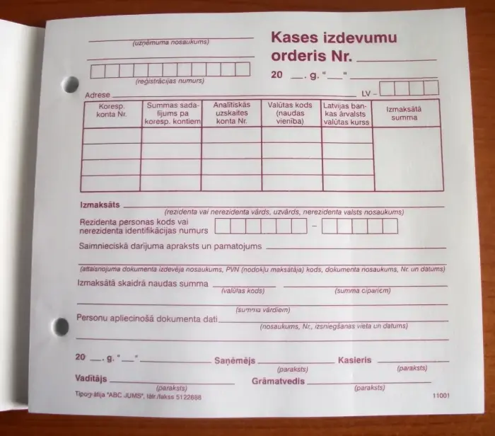 Kases izdevumu orderis A5Vspec 100 loksnes Photo