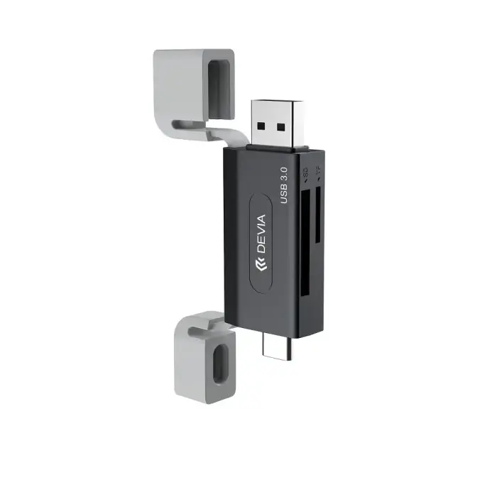 Devia card reader 2in1 EL240 USB/USB-C 3.0 black Foto 3