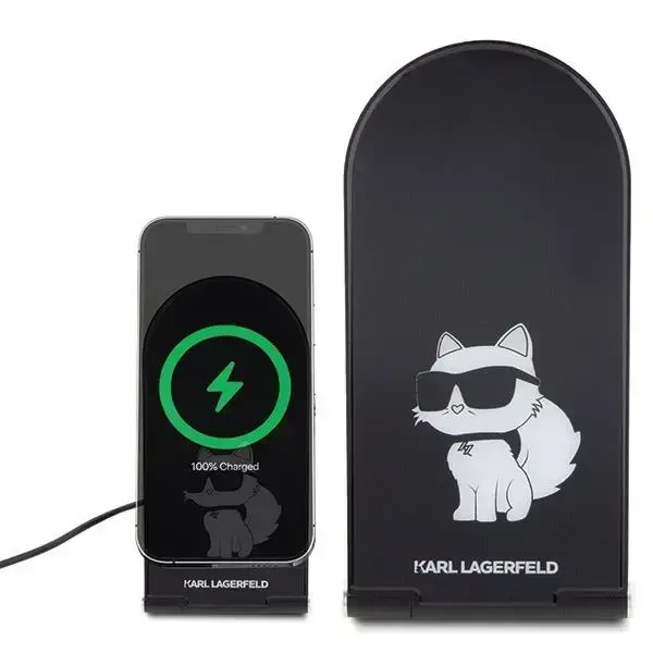 Karl Lagerfeld Choupette MagSafe induction charger 15W, foldable 2in1 - black Фото num