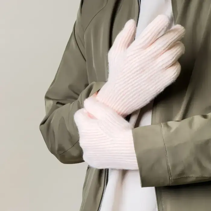 Braided phone gloves with cutouts for fingers - pink Фото num