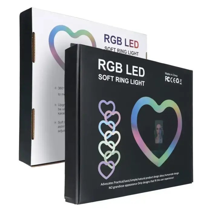 LED Ring Stream RGB lamp 10" with holder for mobile HEART + tripod JM26-10 black Фото num