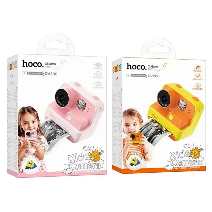 Digital kids camera with printer Hoco 1MP 2,0" HD Ready DV200 yellow Фото num