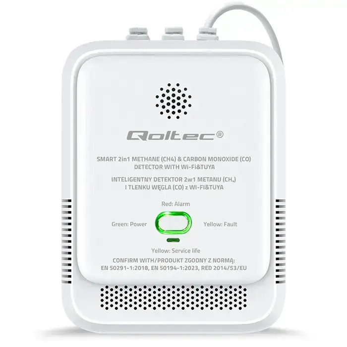 Qoltec Certified natural gas and carbon monoxide (CO) leak detector | CH4 | CO | NG | Tuya | Wi-Fi | 85dB alarm | LED Фото num