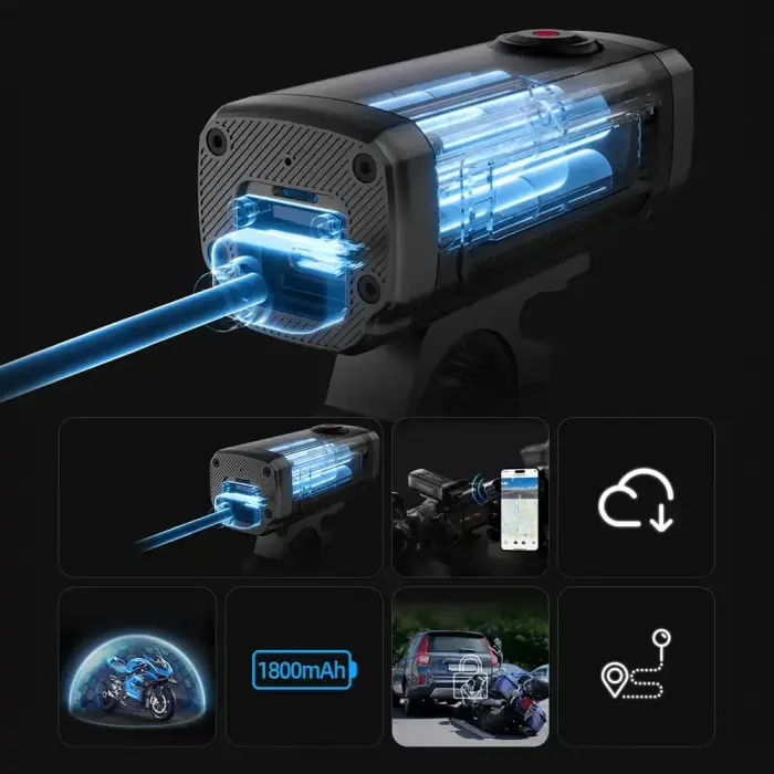 AKEEYO 710 Lite Handlebar Action Camera for Bikes and Motorcycles - Black Photo