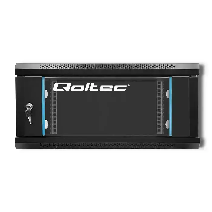 Qoltec RACK Cabinet 19" | 4U | 600 x 280 x 450 | Tempered doors | Hanging | Steel case | Lock | Black Фото num