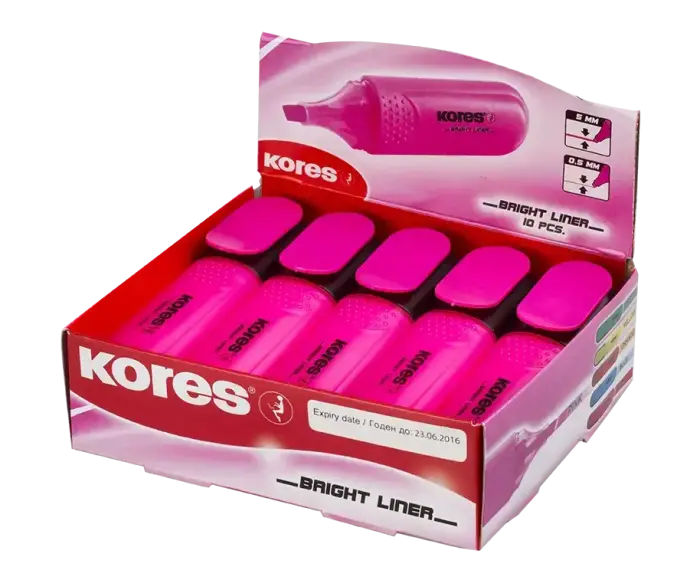 Teksta marķieris KORES BRIGHT LINER rozā Photo