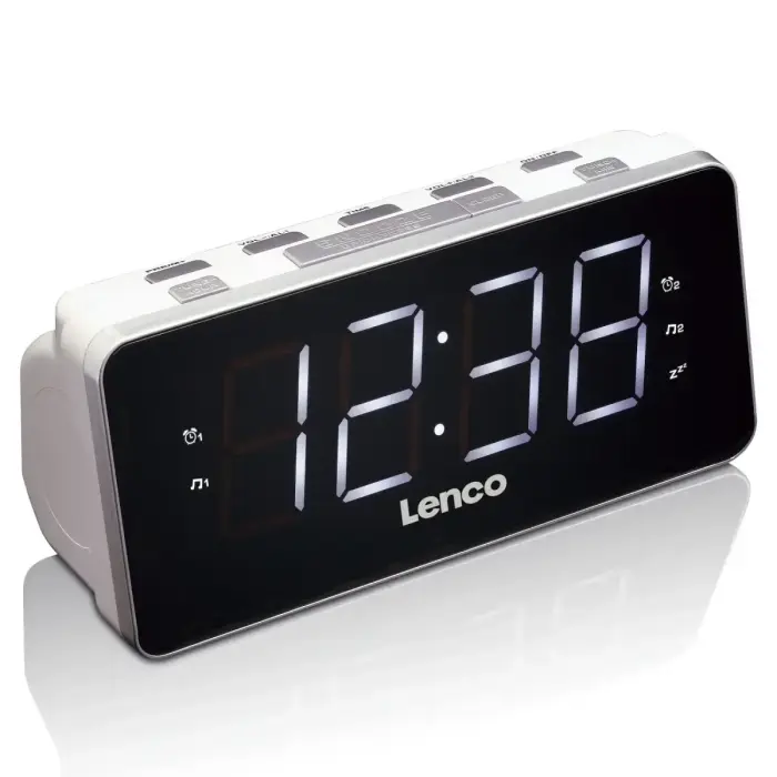 Lenco radio pulkstenis, ar lielu displeju, balts Фото num