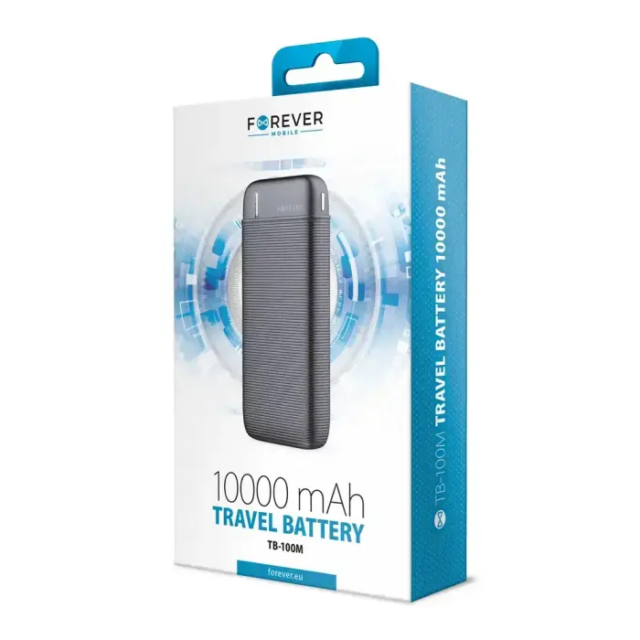 Forever TB-100M ārējais akumulators (powerbank) | 10000 mAh | 10.5W | Micro USB, USB-C | melns Foto 7