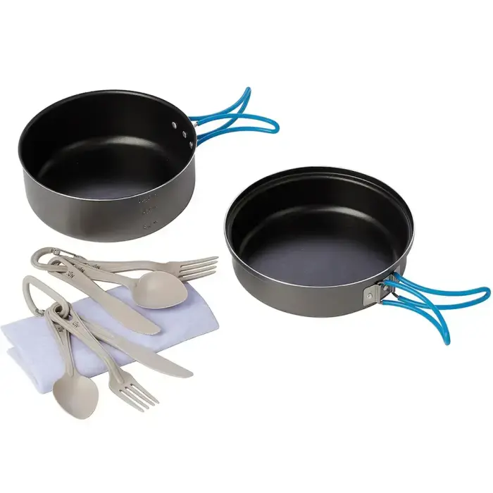 Tourist tableware and cutlery SET for 2 people. Foto 1