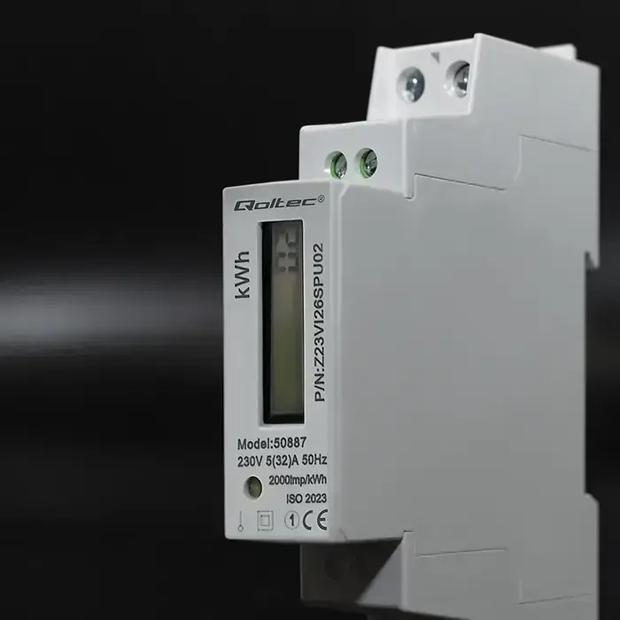 Qoltec Single-phase electronic energy meter | DIN rail | 230V | LCD | 1P | Slim Фото num