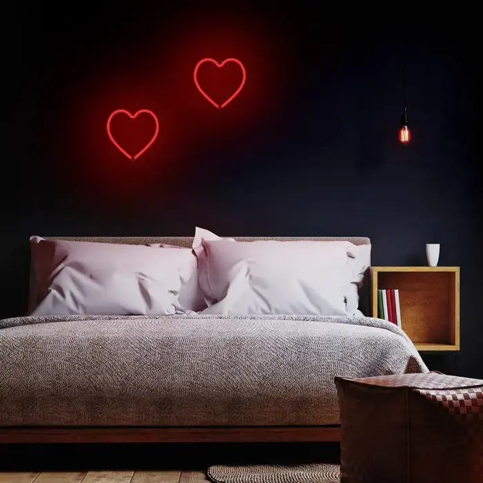 Neon LED Light HEART red Bat + USB FLNE07 Forever Light Фото num