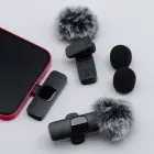 Wireless lavalier microphone Lightning double with long hair (2 in set) K1 black Photo