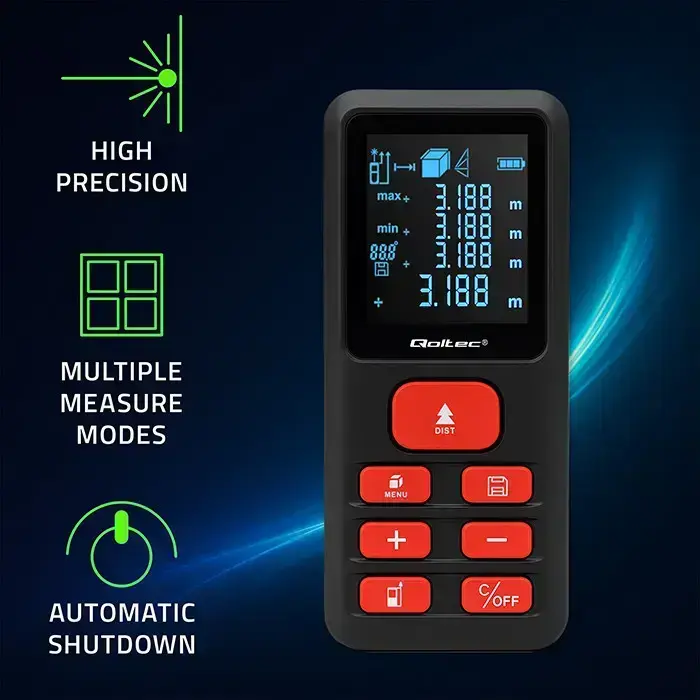 Qoltec Precise digital laser distance meter with an electronic level | LCD with backlight | 50m Foto 4