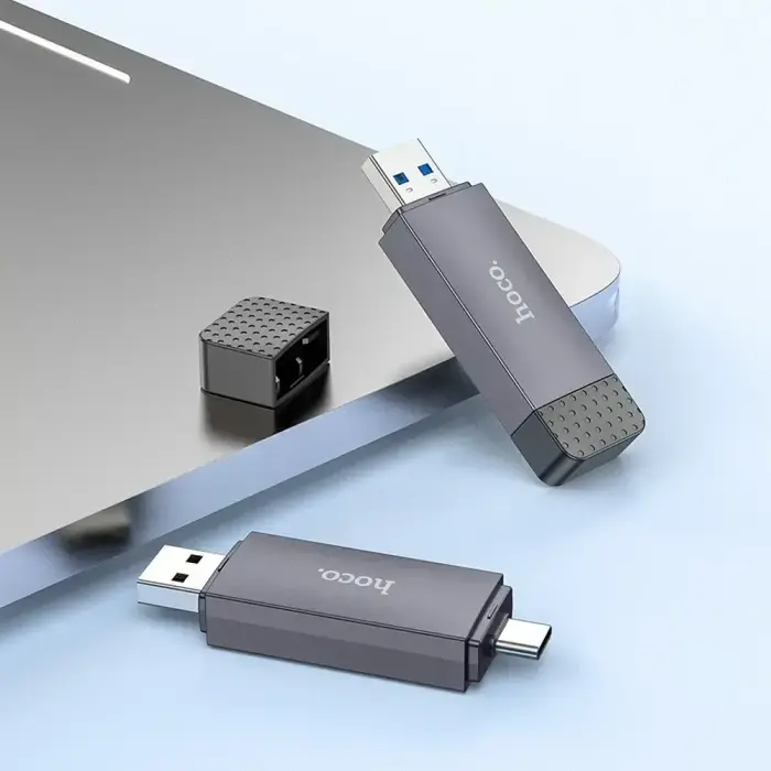 Card reader SD / TF Hoco USB A / USB C 2.0 metal gray Photo