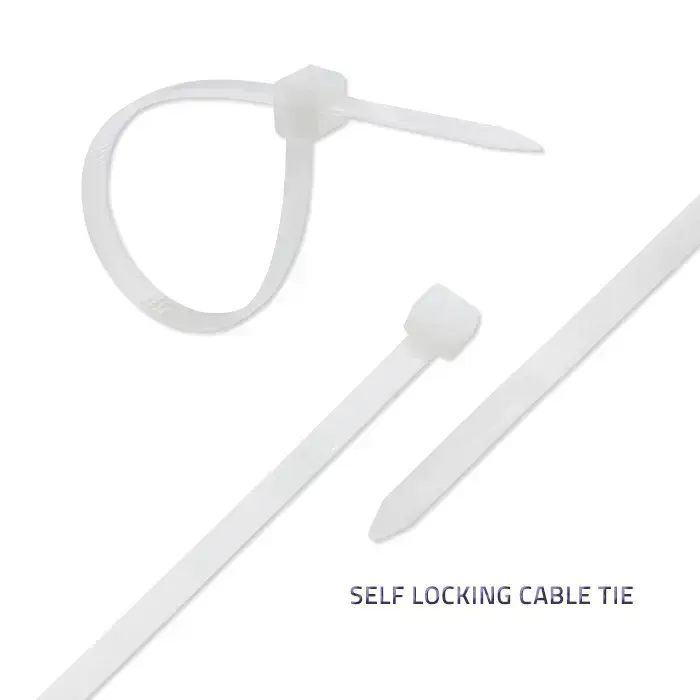 Qoltec Self-locking cable tie | 4.8*200mm | 100 pcs. | Nylon66 | UV | White Photo