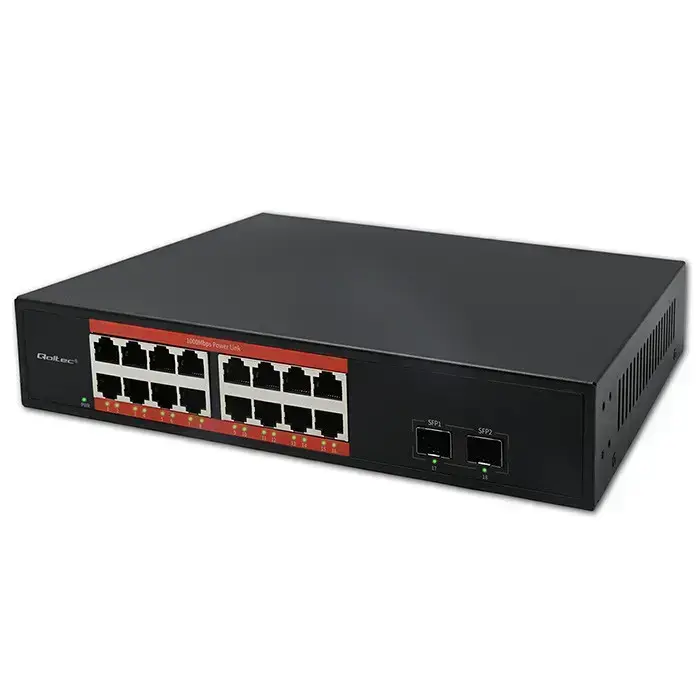 Qoltec Gigabit Ethernet SWITCH | 16x RJ45 | 2x SFP | 1000 Mb/s Photo