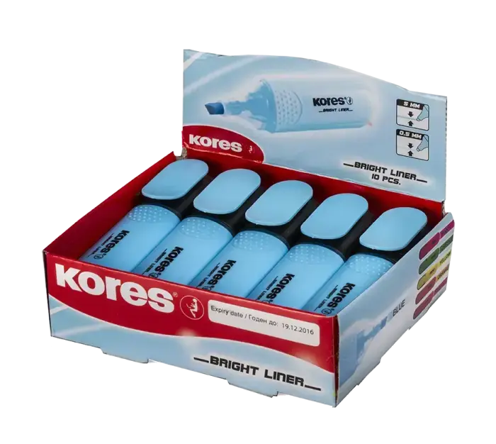 Teksta marķieris KORES BRIGHT LINER zils Foto 6