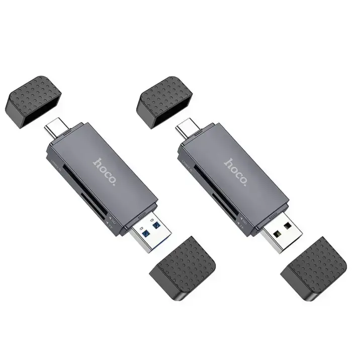 Card reader SD / TF Hoco USB A / USB C 3.0 metal gray Photo