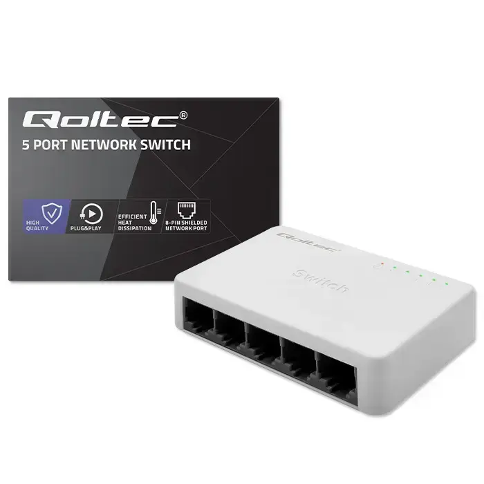 Qoltec Network SWITCH | 5 x RJ45 port | 100Mbps | Fast Ethernet | LAN Photo