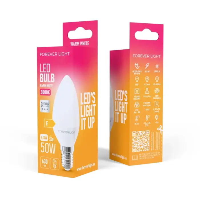 Forever Light LED Bulb E14 C37 4.8W 630lm 3000K class E Photo