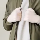 Braided phone gloves with cutouts for fingers - pink Фото num