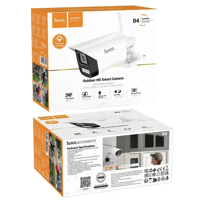 Outdoor camera Hoco gun-type 3MP Full HD Wi-Fi D4 white Photo