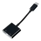 Adaptor AUX 2in1 Type C (male) to Type C (female) / Type C (female) BOX black [DAC] Photo