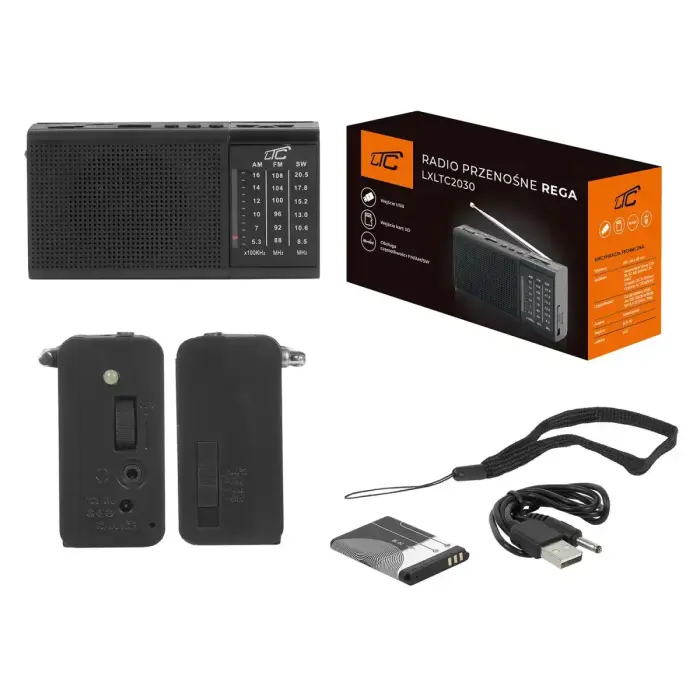 LTC portable radio REGA, USB, TF, AUX, mini LED flashlight, black Foto 3