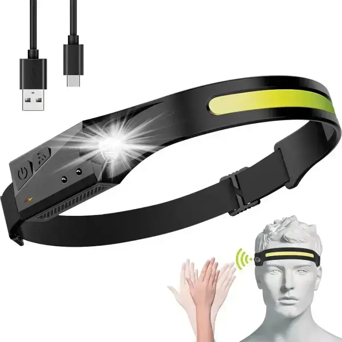 LED headlamp with IPX4 motion sensor USB-C 1200 mAh - black Фото num