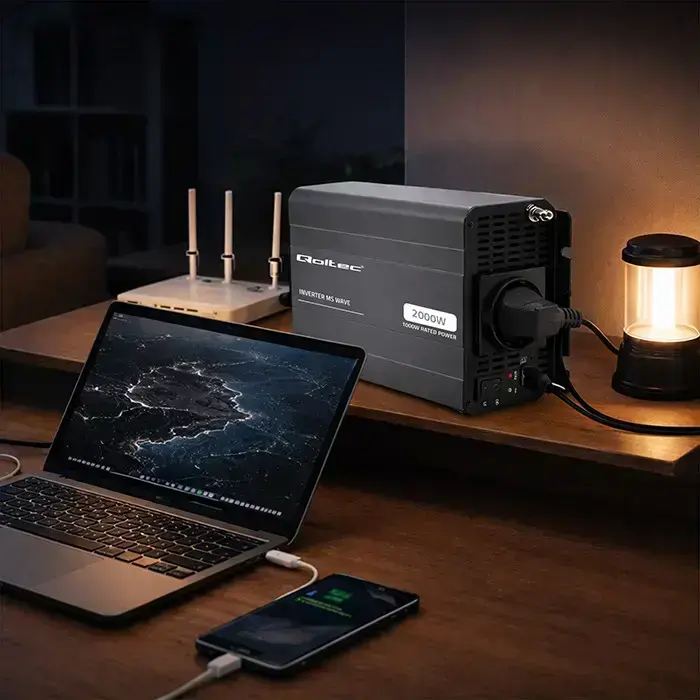 Qoltec MS Wave Voltage Converter | 12V to 230V | 1000/2000W | USB | Compatible with LiFePO4, GEL and AGM batteries Foto 7