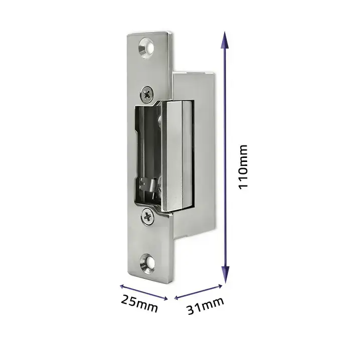 Qoltec Electric strike With lock and memory + mounting plate | 12V | Stainless steel Photo
