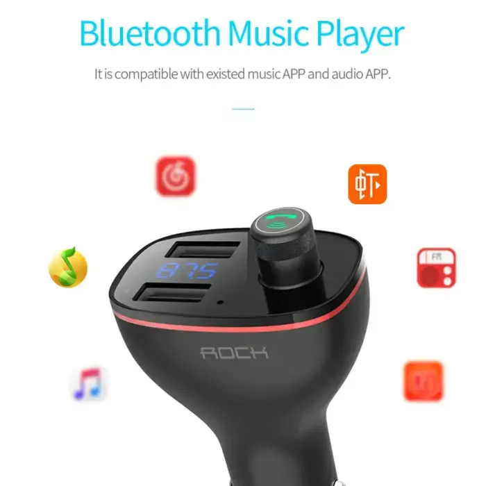 Rock Transmiter FM B300 MP3, Bluetooth - 2xUSB - black Photo